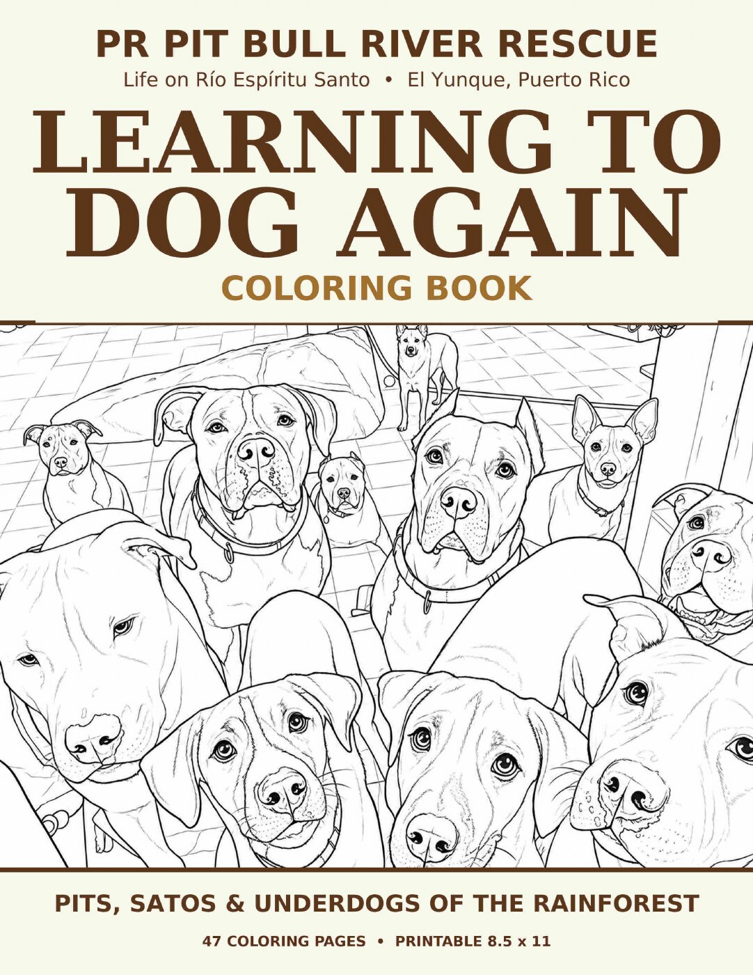 Learning to Dog Again coloring book front cover