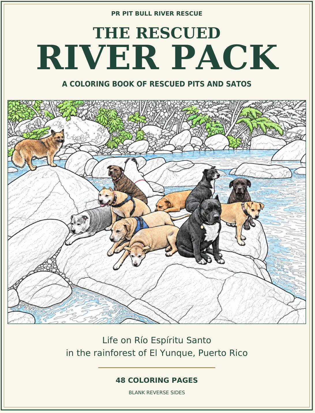 The Rescued River Pack coloring book front cover